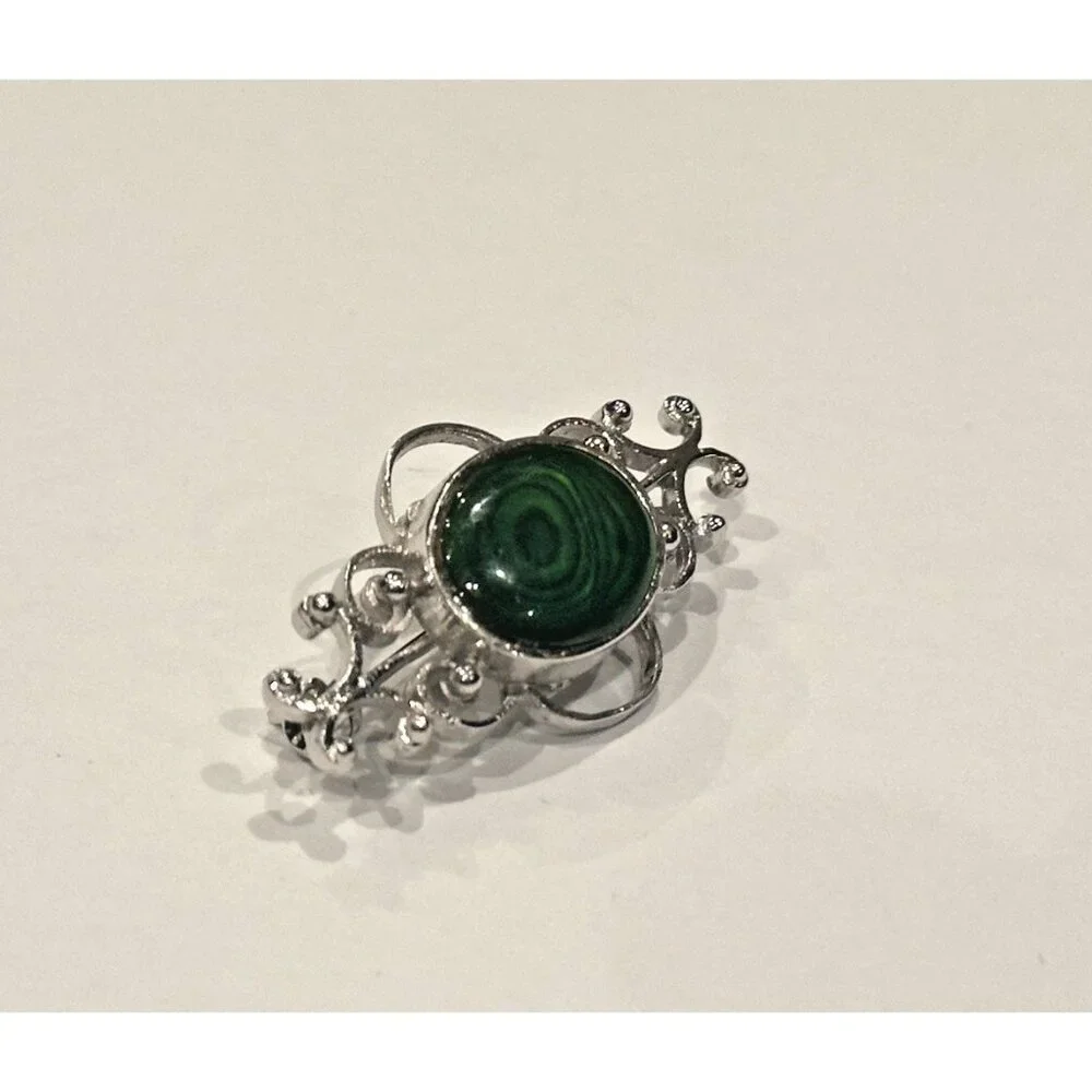 NF STERLING SILVER 925 FILIGREE GREEN ABLAONE SHELL 1.25" BAR PIN BROOCH EUC - Picture 9 of 10